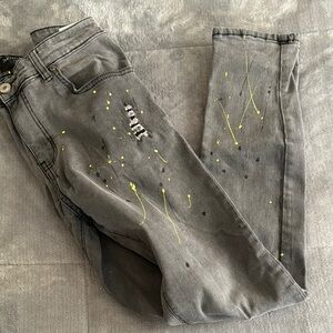 Stylish Gray Splatter Paint Jeans